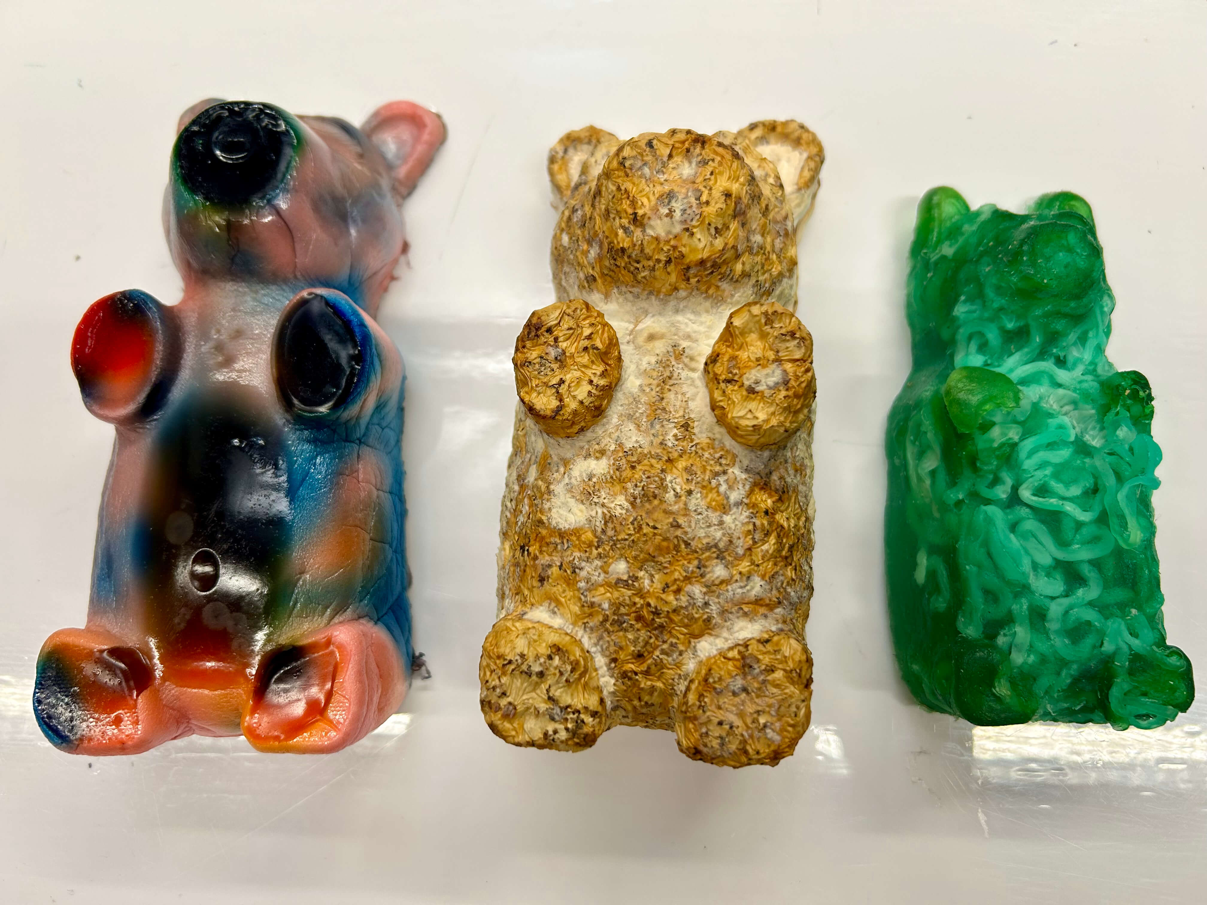 Assorted biomaterial bear sculptures