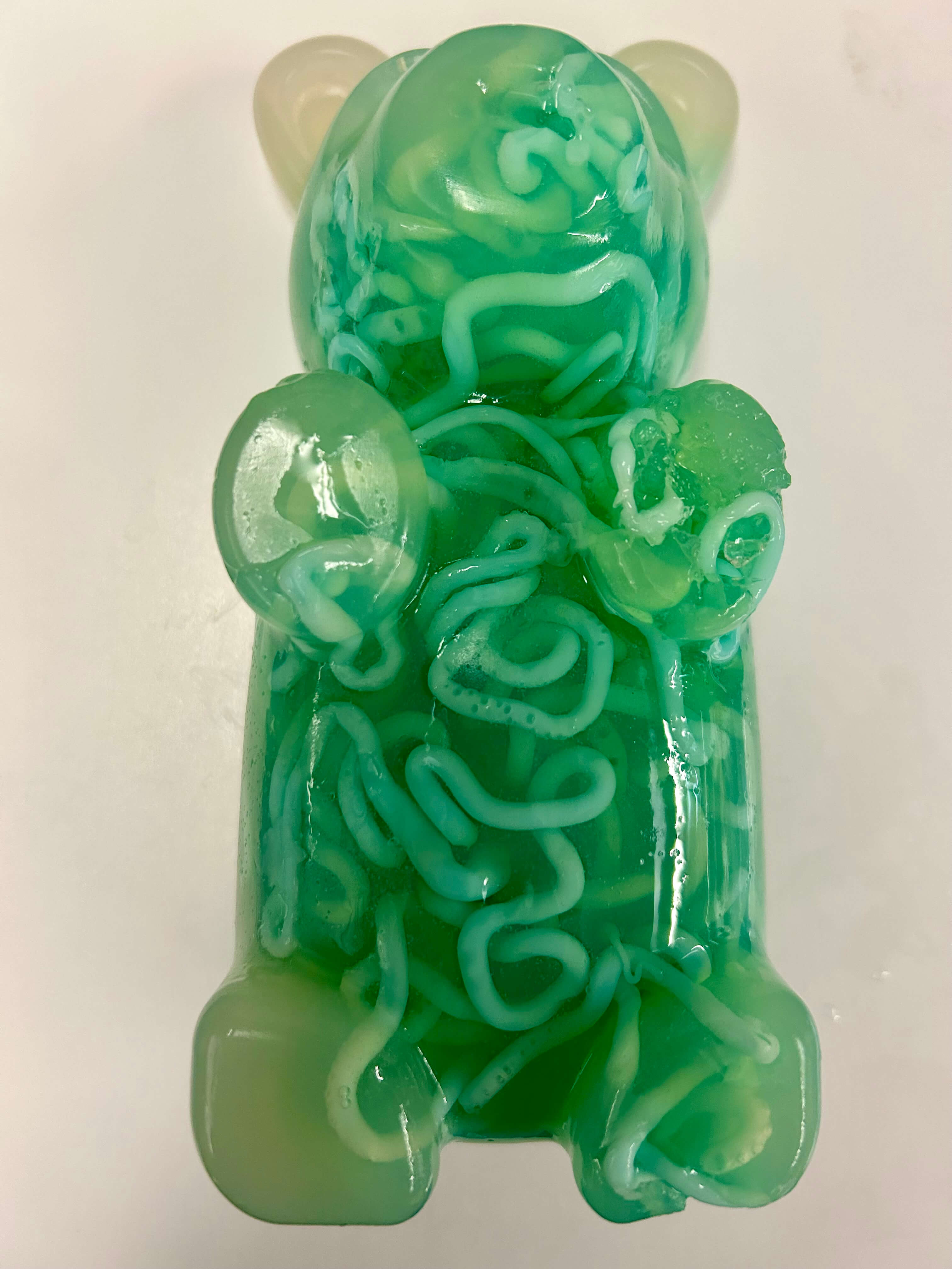 Biomaterial bear with worm-like forms